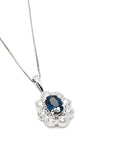 9ct White Gold Sapphire and Diamond Pendant