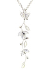 18ct White Gold Floral Drop Necklace