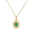 9ct Gold Diamond and Emerald Pendant