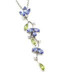 18ct White Gold Floral Drop Necklace