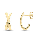 9ct Yellow Gold Polished X Curved Stud Earrings