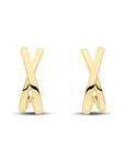 9ct Yellow Gold Polished X Curved Stud Earrings