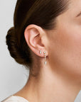 Gold Graduated Bezel Round & Teardrop Dangle Stud Earrings