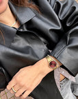 Boho Chic Petite Steel Watch, Dark Cherry, Gold Colour