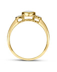 9ct Yellow Gold Round Opal & Diamond Three Stone Ring