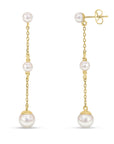 9ct Yellow Gold Chain Pearl Drop Earrings