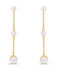 9ct Yellow Gold Chain Pearl Drop Earrings