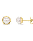 9ct Yellow Gold Button Pearl Stud Earrings