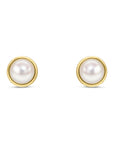9ct Yellow Gold Button Pearl Stud Earrings