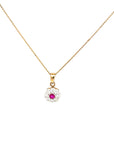 9ct Gold Diamond and Ruby Pendant