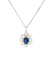 9ct White Gold Sapphire and Diamond Pendant