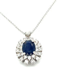 18ct White Gold Sapphire and Diamond Pendant