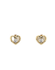 9ct Yellow Gold CZ Heart Studs