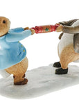 Beatrix Potter Christmas Peter Rabbit and Benjamin Pulling a Cracke