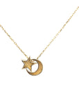9ct Yellow Gold Moon and Star Pendant