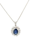 18ct White Gold Sapphire and Diamond Pendant