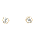 9ct Yellow Gold CZ Flower Studs