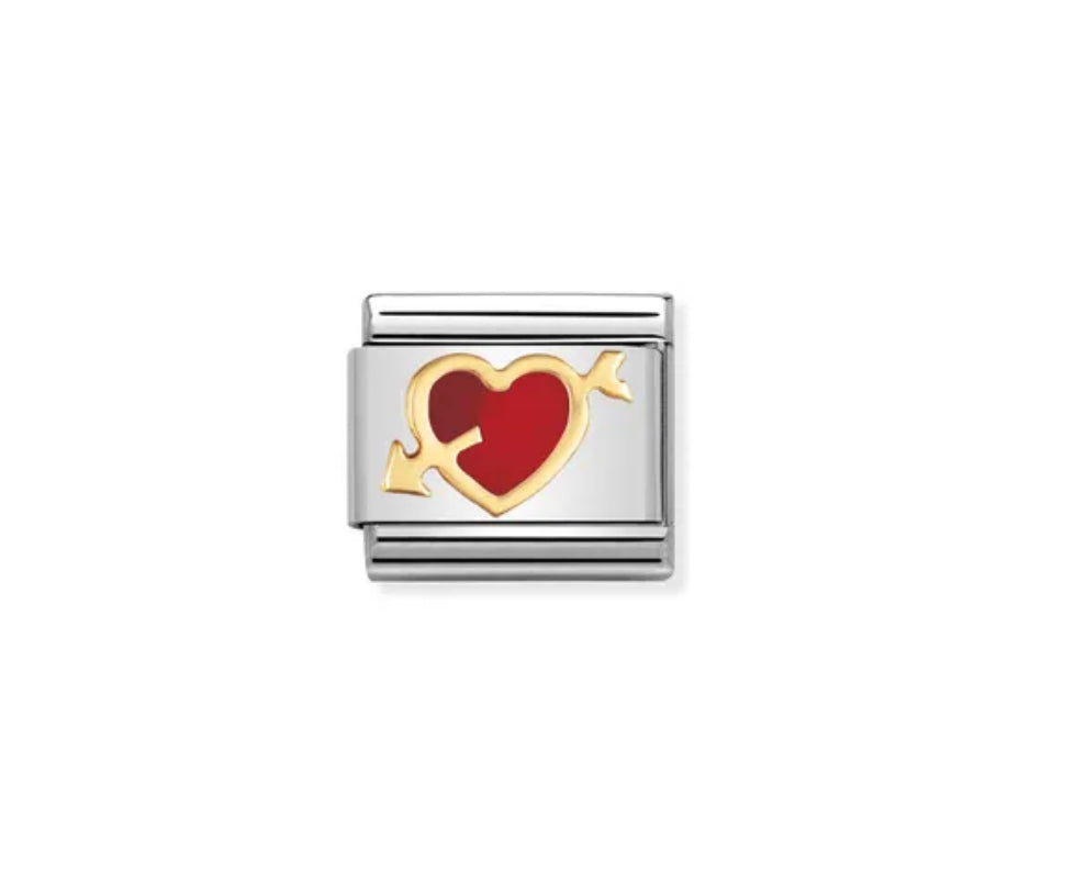 Composable link Red Heart with Arrow Charm