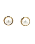 9ct Yellow Gold Pearl Bezel Studs