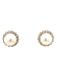 9ct Yellow Gold Pearl CZ Earrings