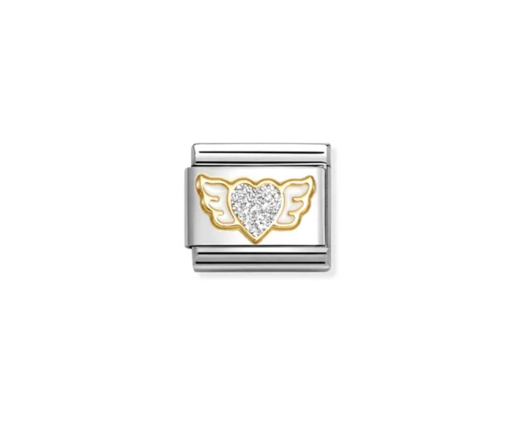 Composable Classic Link Glitter Heart with Wings