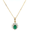 9ct Gold Diamond and Emerald Pendant