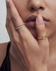 Gold Spiral Pavé Adjustable Ring