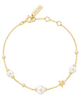 GOLD PEARL AND STAR STATION BRACELET