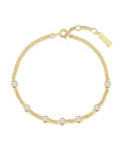 GOLD MULTI STATION ROUND STONE CHAIN BRACELET