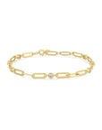 Gold Bezel Station Paper Clip Chain Bracelet
