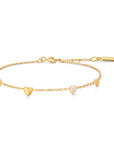Gold Pavé Puffed Heart Station Bracele