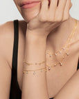 Gold Bezel-Set Droplet Station Bracelet
