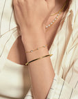 Gold Round & Teardrop Bezel Station Bracelet