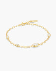 Gold Bezel Organic Dome Pebble Station Bracelet