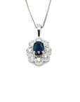 9ct White Gold Sapphire and Diamond Pendant