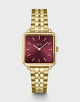 La Tétragone Watch Steel Dark Cherry, Gold Colour