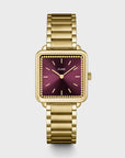 La Tétragone Watch Steel, Wine stones, Gold Colour
