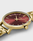 Boho Chic Petite Steel Watch, Dark Cherry, Gold Colour