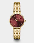 Boho Chic Petite Steel Watch, Dark Cherry, Gold Colour
