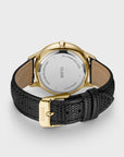 Minuit Multifunction Watch Leather, Black Lizard, Gold Colour