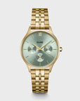 Minuit Multifunction Watch Steel, Sage Green, Gold Colour