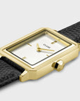 Fluette Leather Black Lizard, Gold Colour
