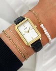 Fluette Leather Black Lizard, Gold Colour