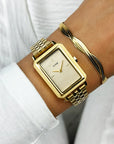 Fluette Watch Steel, Sand Texture Gold, Gold Colour