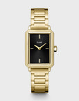 Fluette Watch Steel, Circular Texture Black, Gold Colour