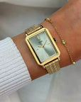 Fluette Watch Steel, Sage Green, Gold Colour