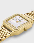 Gracieuse Petite Watch Steel, Glass Pearls, White, Gold Colour