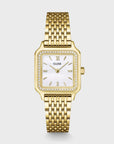 Gracieuse Petite Watch Steel, Glass Pearls, White, Gold Colour