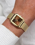 Gracieuse Petite Watch Mesh, Brown, Gold Colour