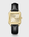 Gracieuse Watch Leather, Black Lizard, Gold Colour